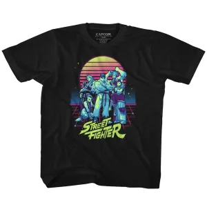 Street Fighter Synthwave Fighter Youth T-Shirt