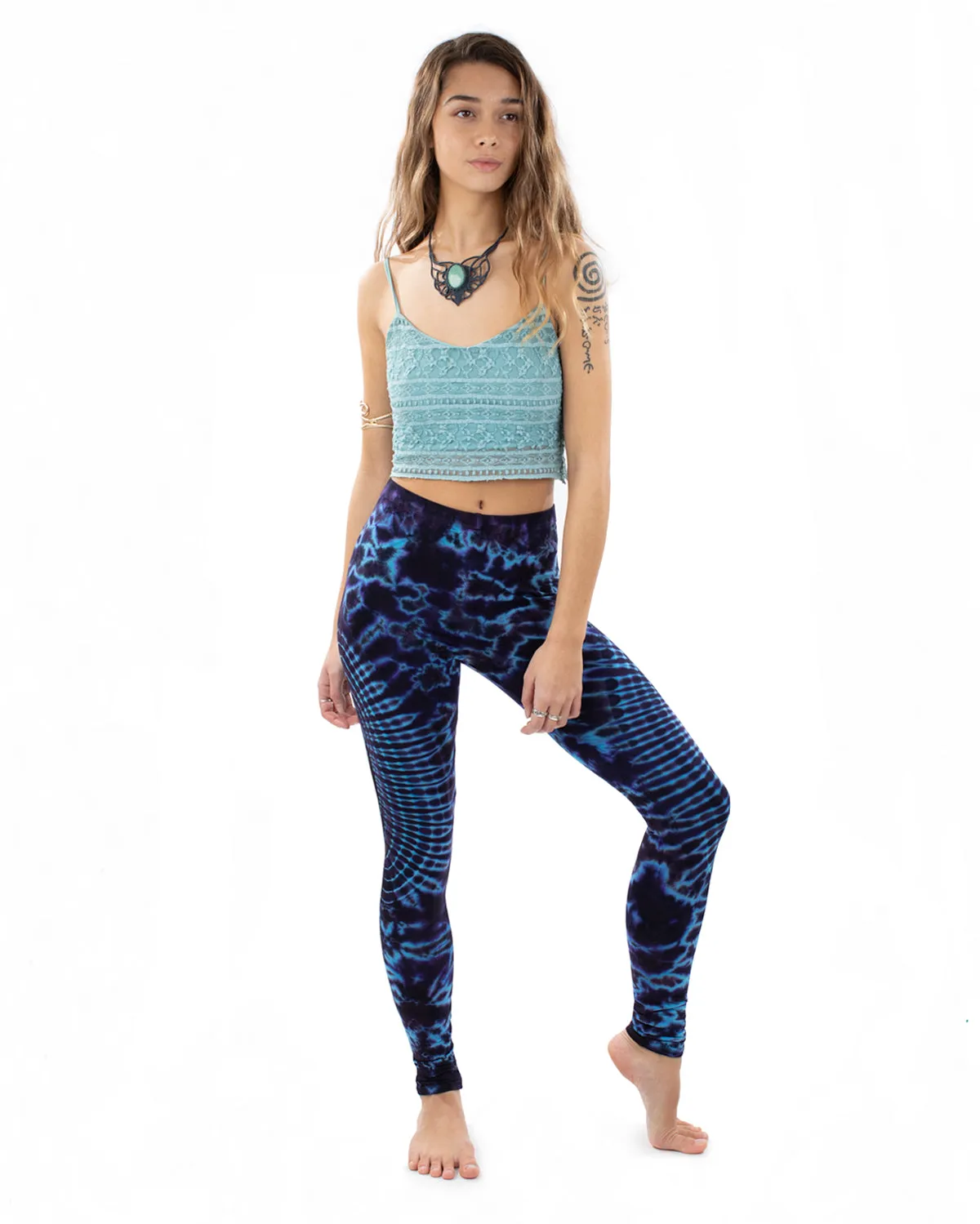 Tie Dye Fractal Leggings Purple/Blue