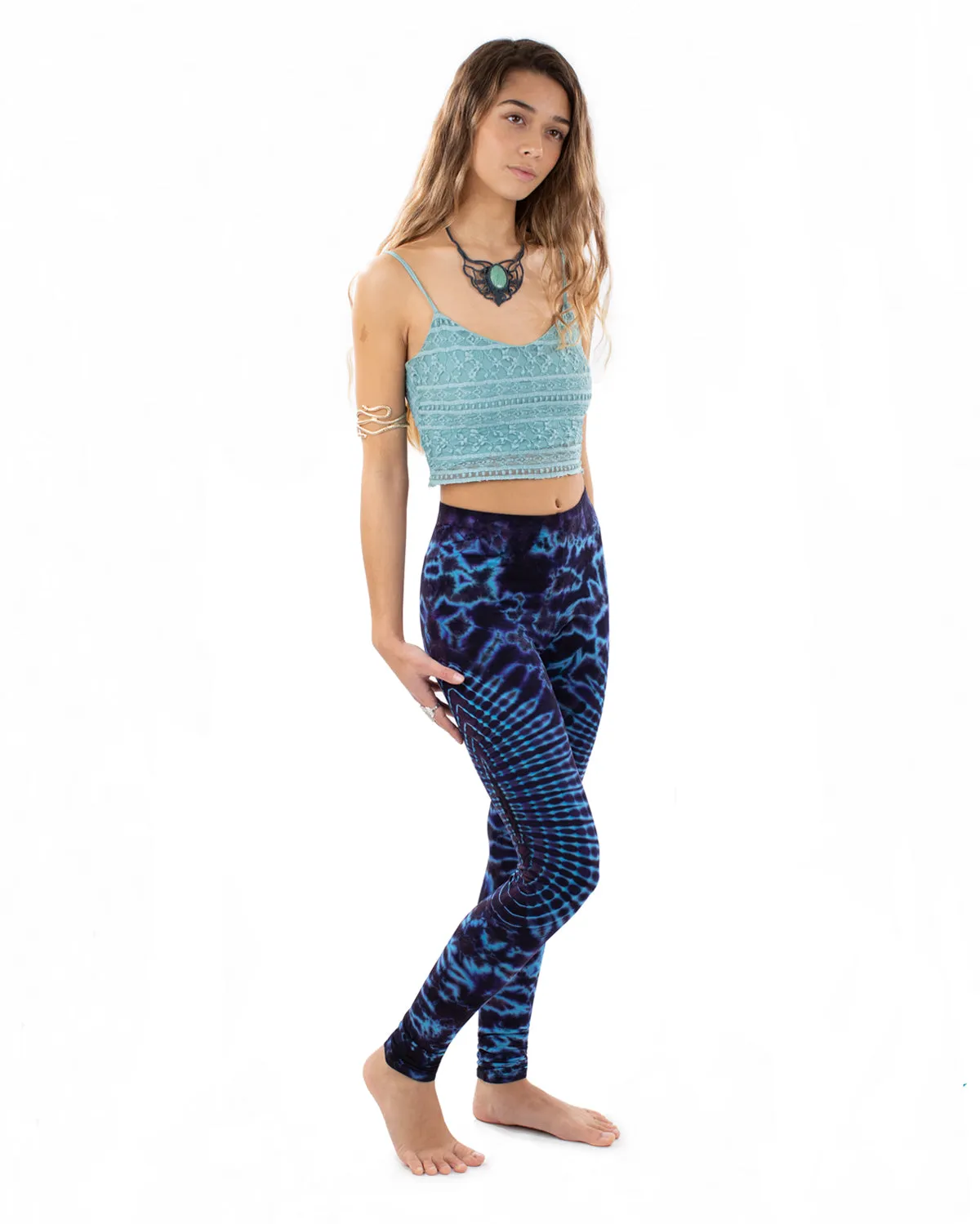 Tie Dye Fractal Leggings Purple/Blue