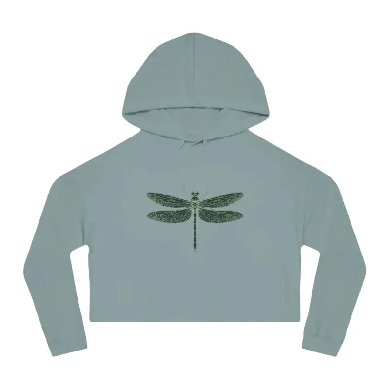 Trendy Dragonfly Cropped Hoodie