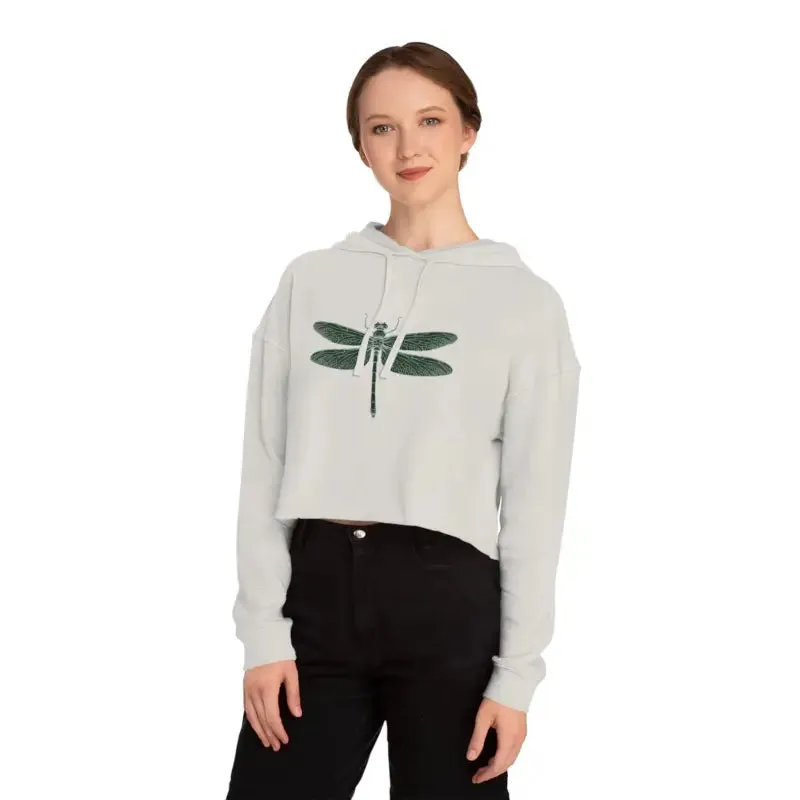 Trendy Dragonfly Cropped Hoodie