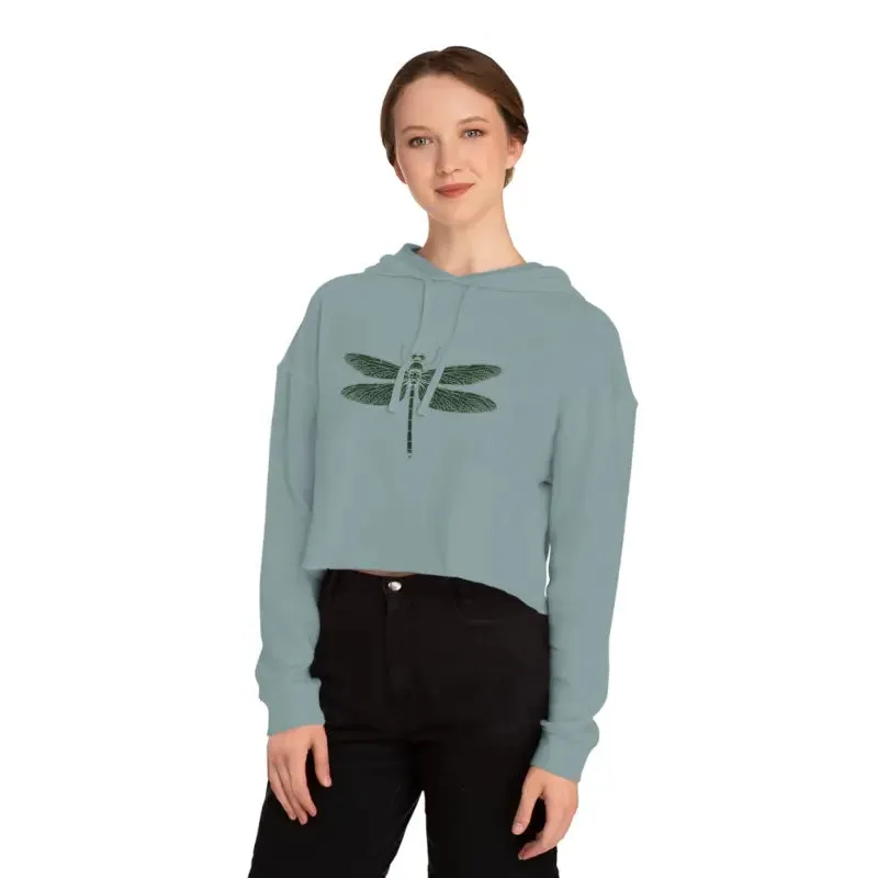 Trendy Dragonfly Cropped Hoodie