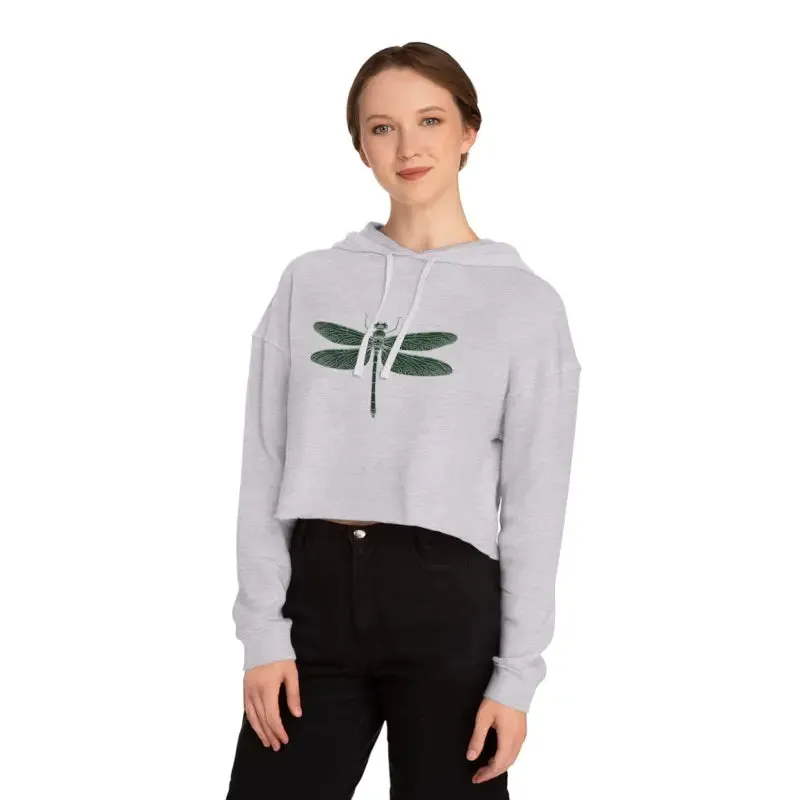 Trendy Dragonfly Cropped Hoodie