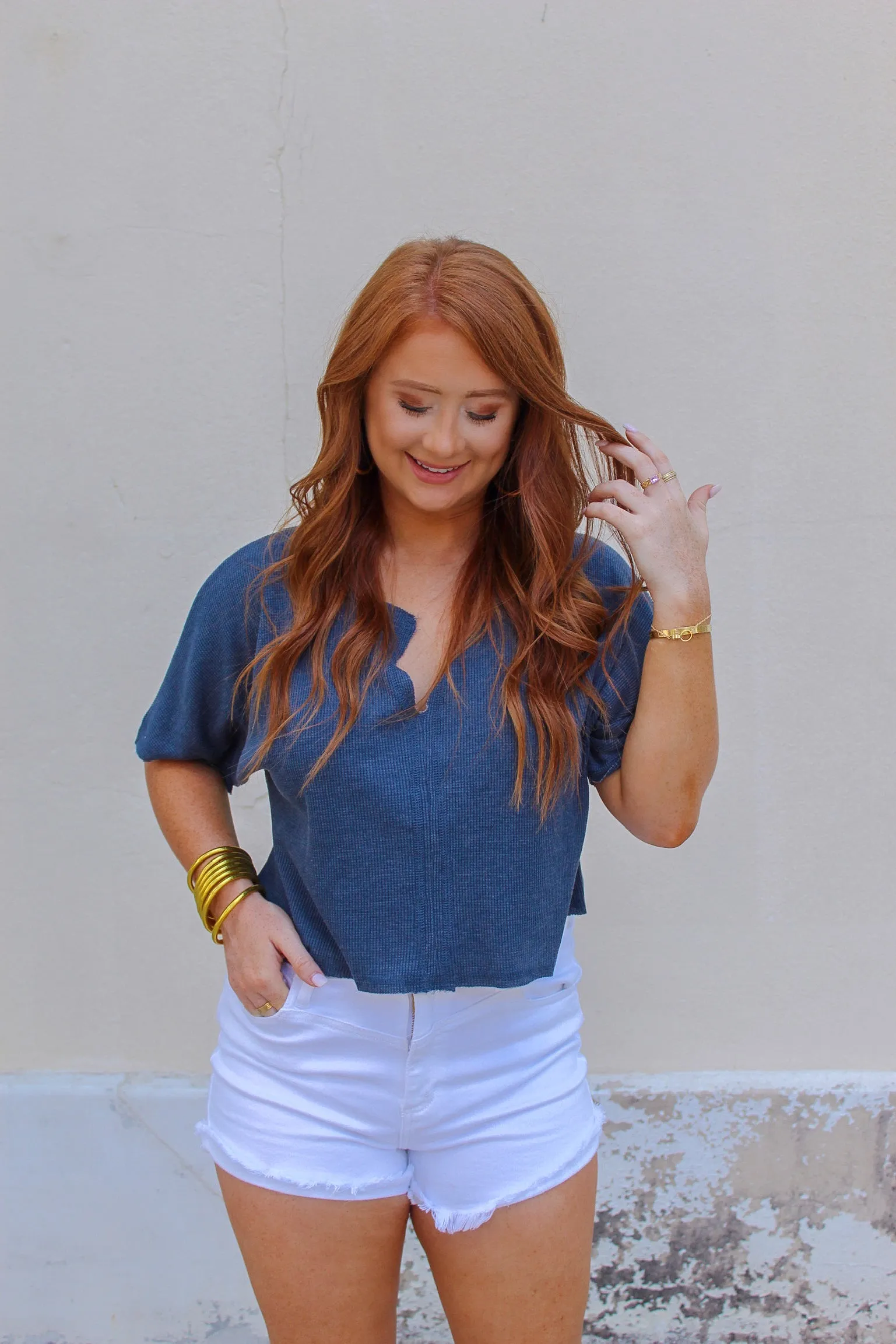 Waffle Knit Crop Tee