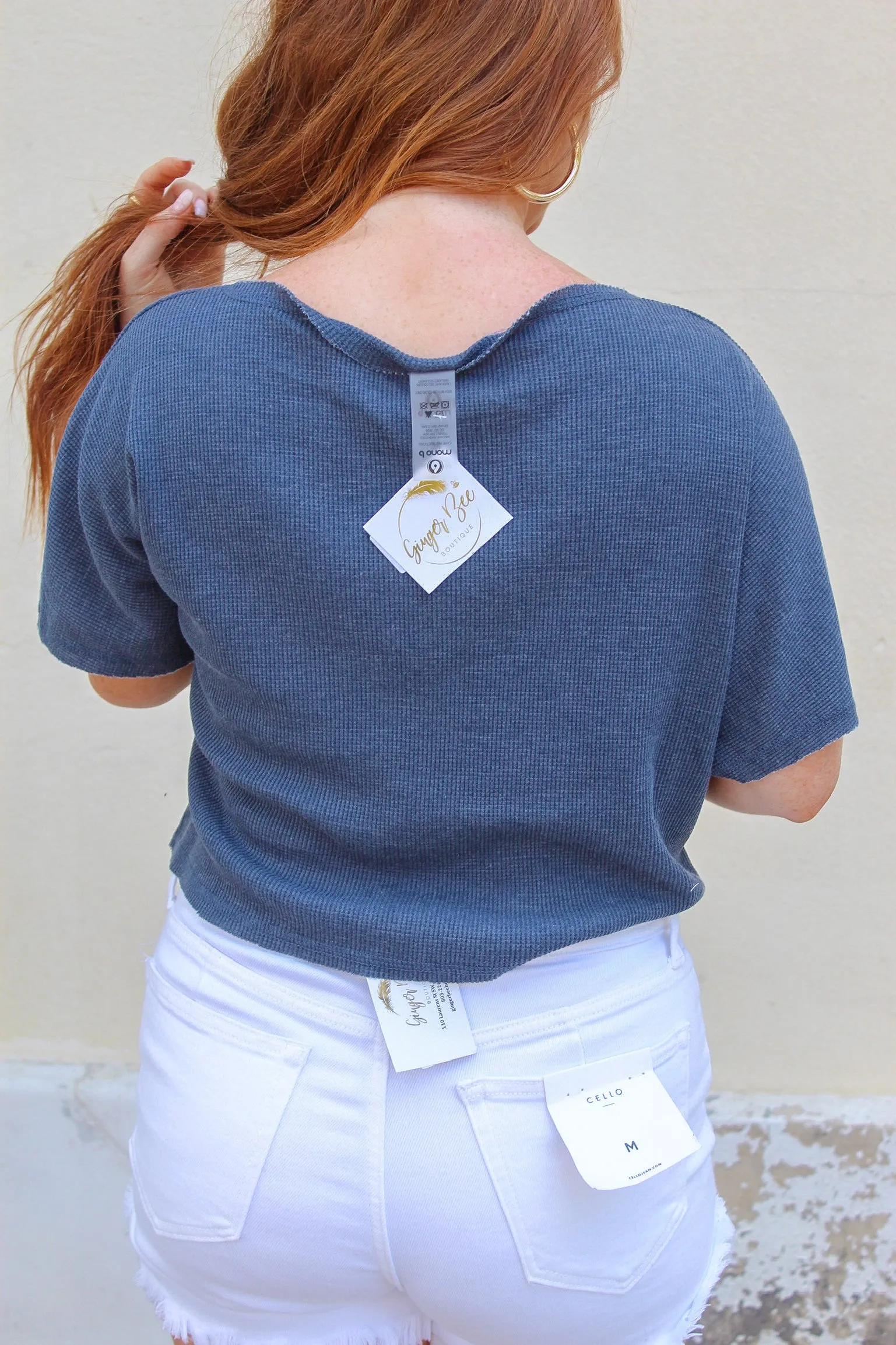 Waffle Knit Crop Tee