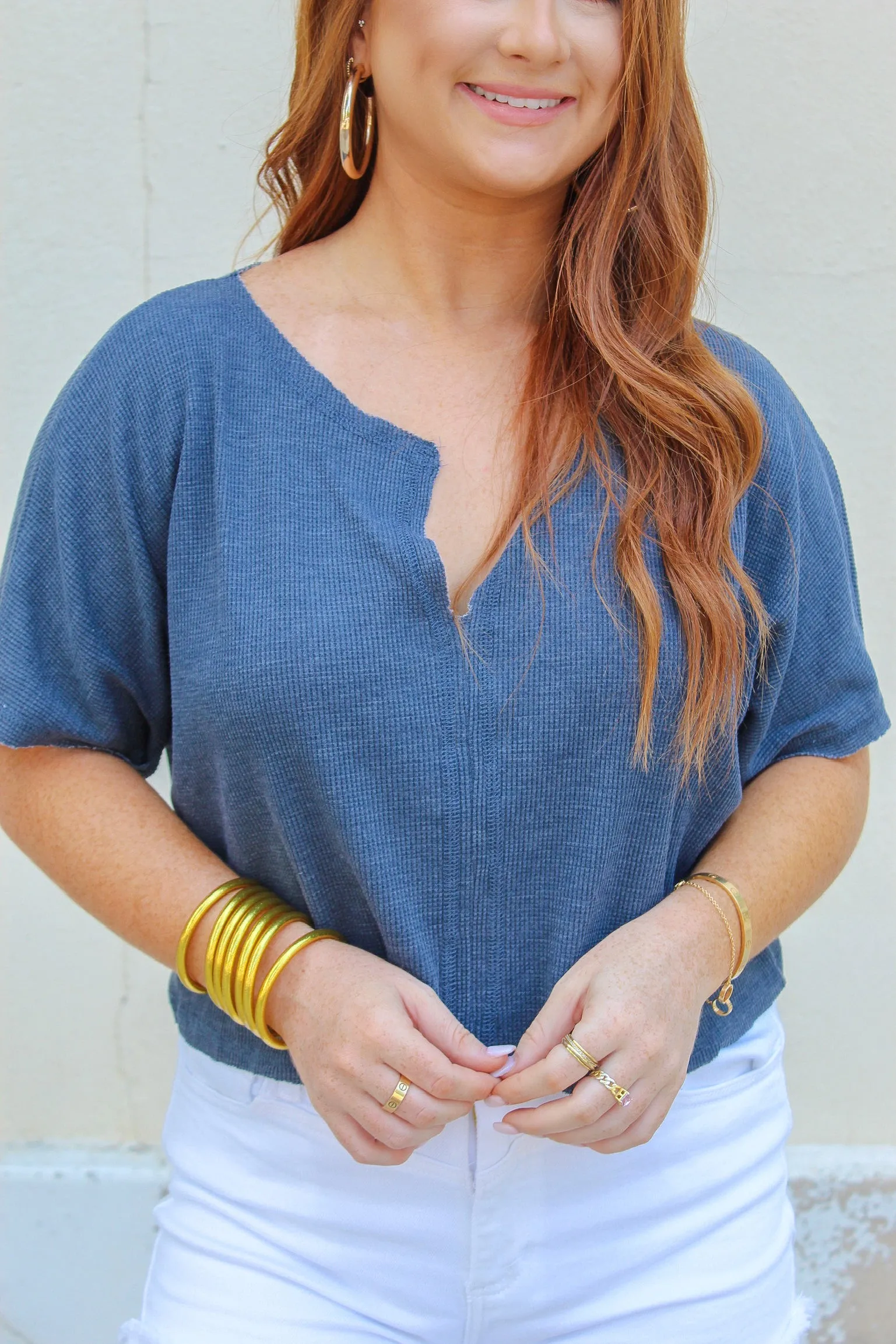 Waffle Knit Crop Tee