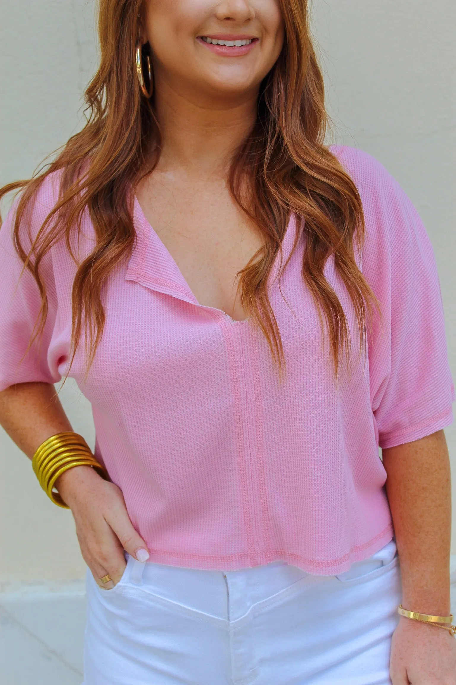 Waffle Knit Crop Tee