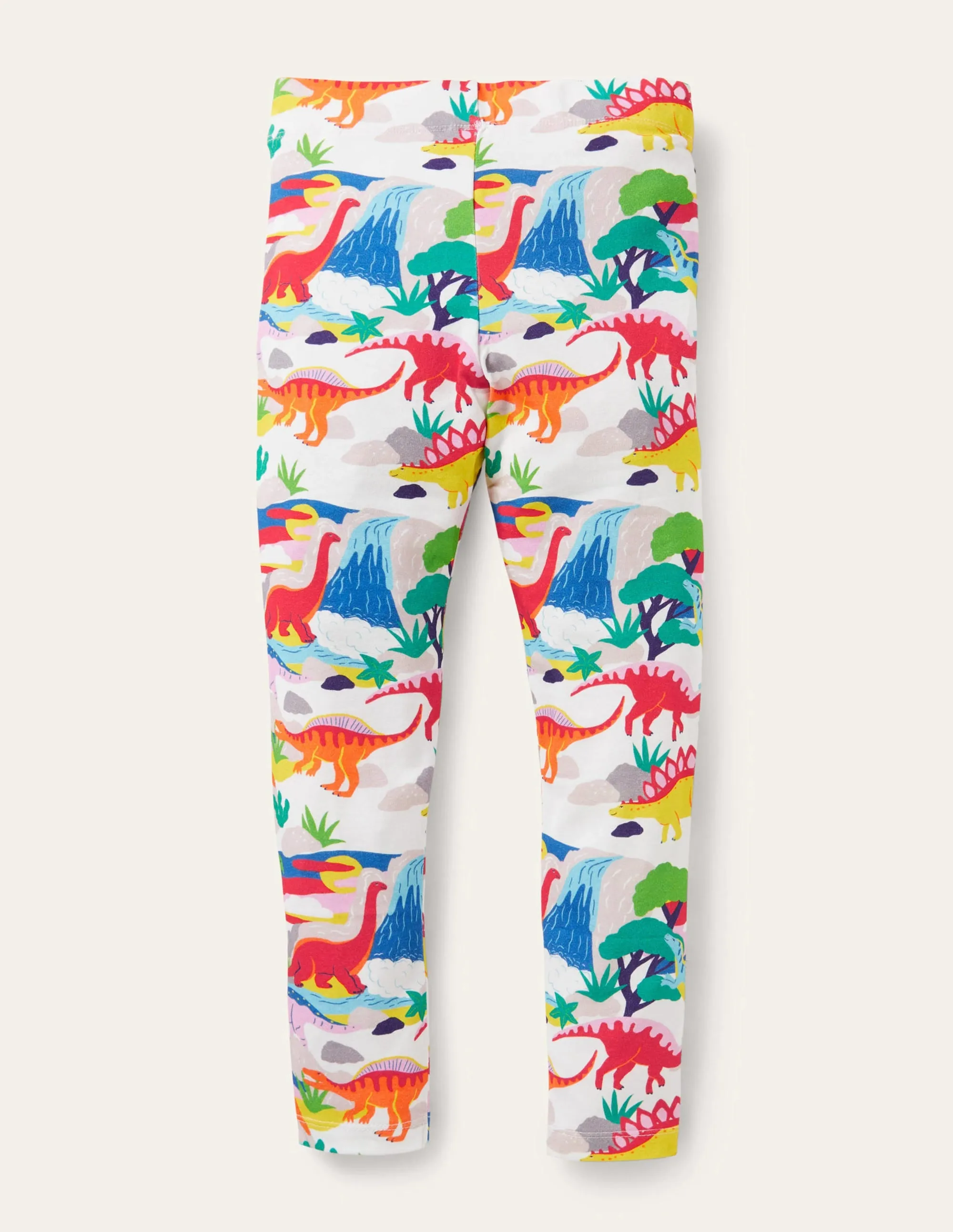 White Dinosaur Print Leggings-Ivory Dinosaur Sunset