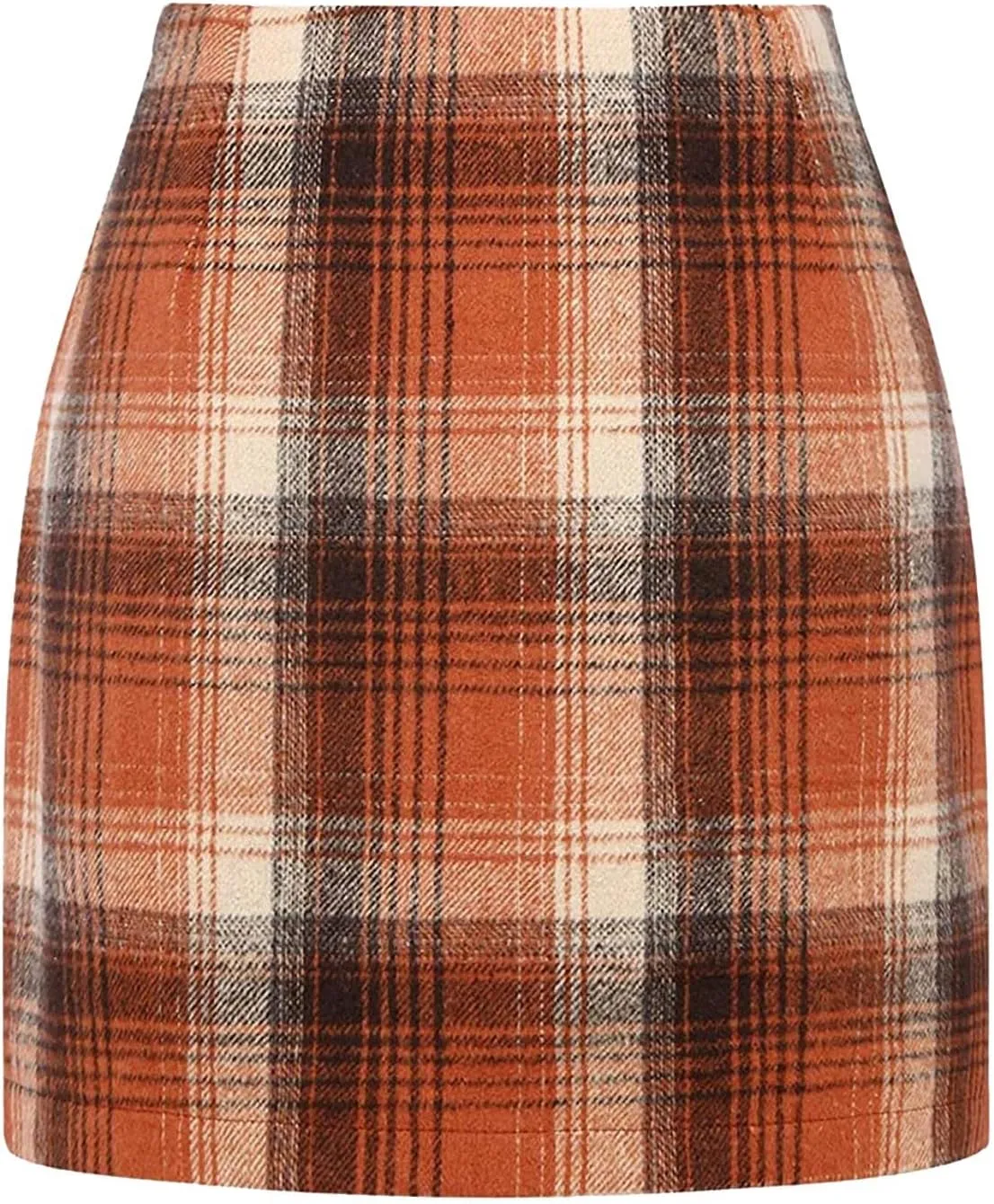 Women's Casual Strech High Waist Corduroy Skirt Fall Bodycon A Line Plaid Pencil Mini Skirt