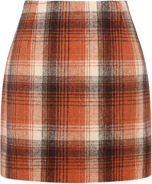 Women's Casual Strech High Waist Corduroy Skirt Fall Bodycon A Line Plaid Pencil Mini Skirt