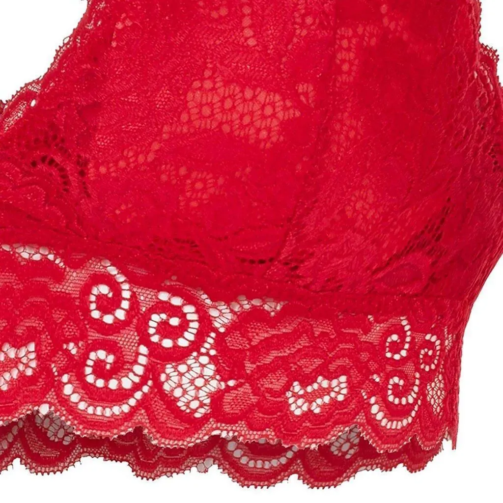 Womens Sexy Racerback Lace Bralette Bustier Breathable Crop Top Lace Bra
